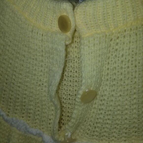 Vintage Handmade Knit Crochet Baby girl dress Yellow & white soft spun made in J - Picture 6 of 9